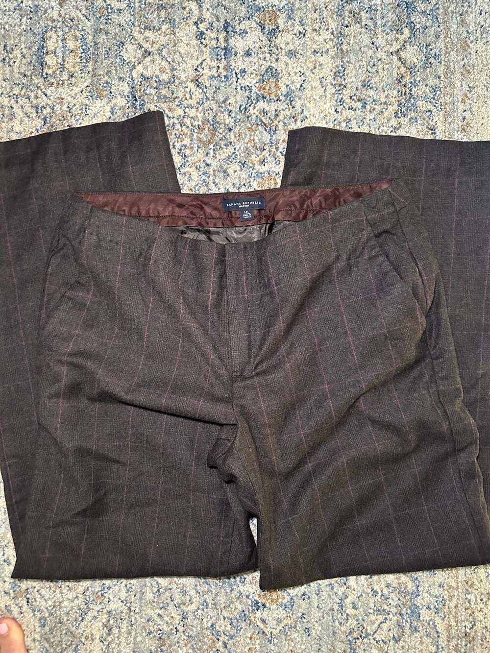 Banana Republic Martin Brown Plaid Wide Leg Pants Size 14L